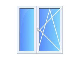 Окно ПВХ двустворчатое глухое, поворотно-откидное Grünhaus