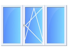 Окно ПВХ трехстворчатое глухое, поворотно-откидное, глухое Grünhaus
